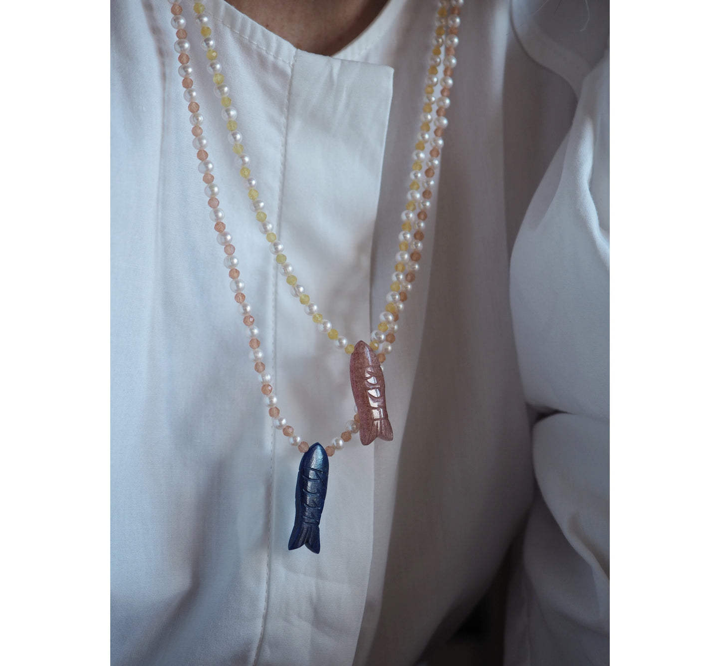 Collana Pesciolina Perle Lapis