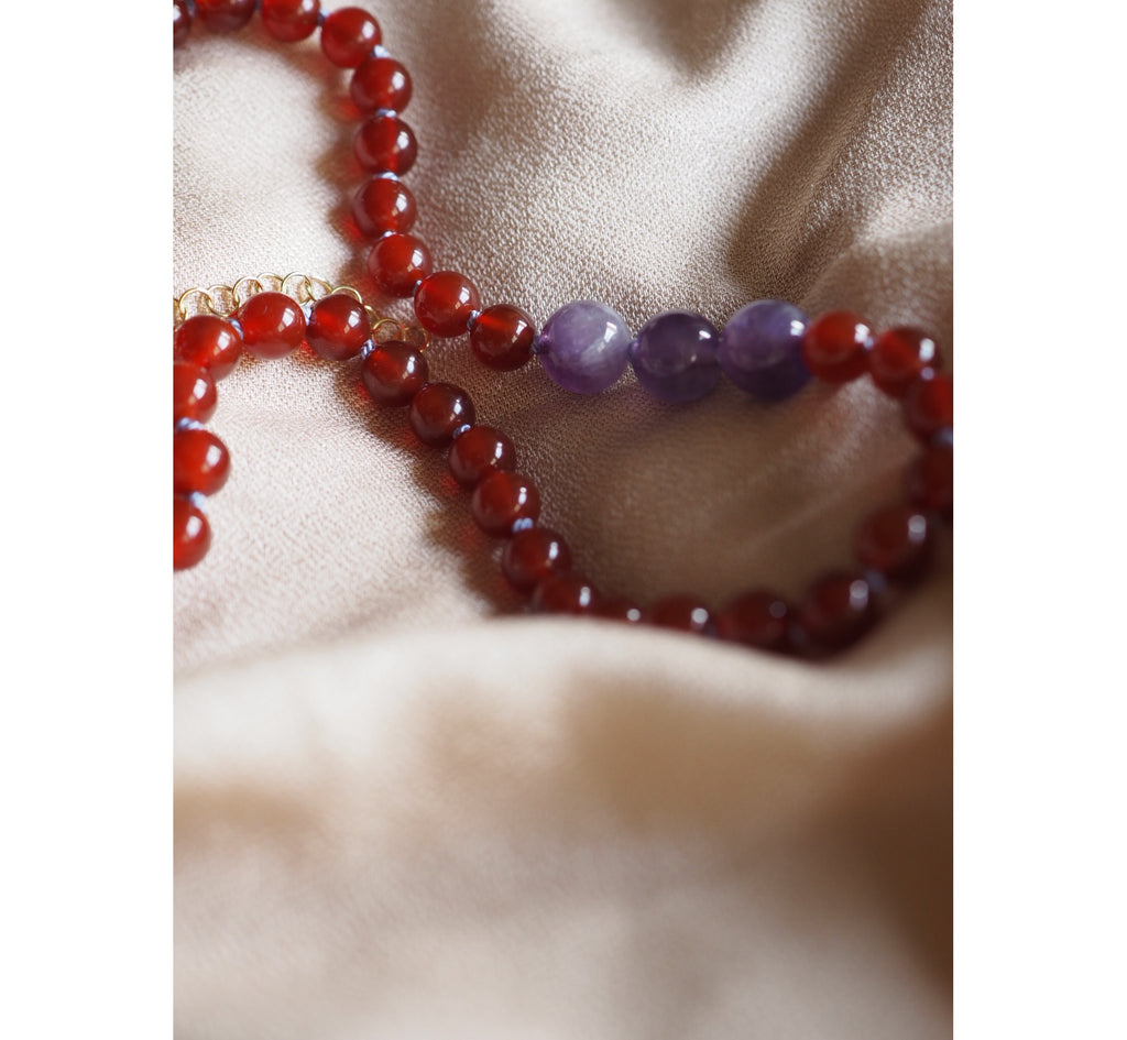 Collana Nodini corniola ametista