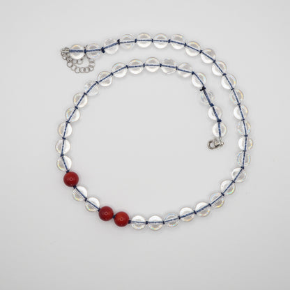 Collana Nodini cristallo corallo