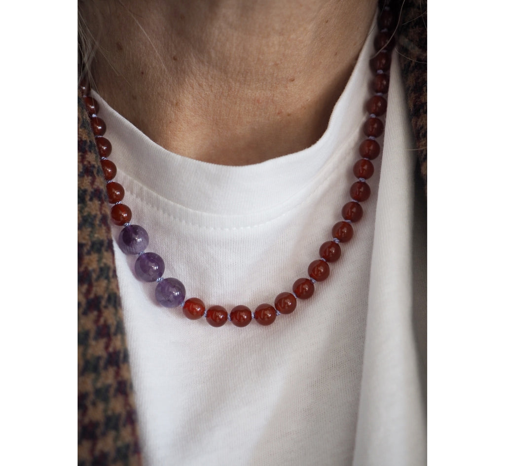 Collana Nodini corniola ametista