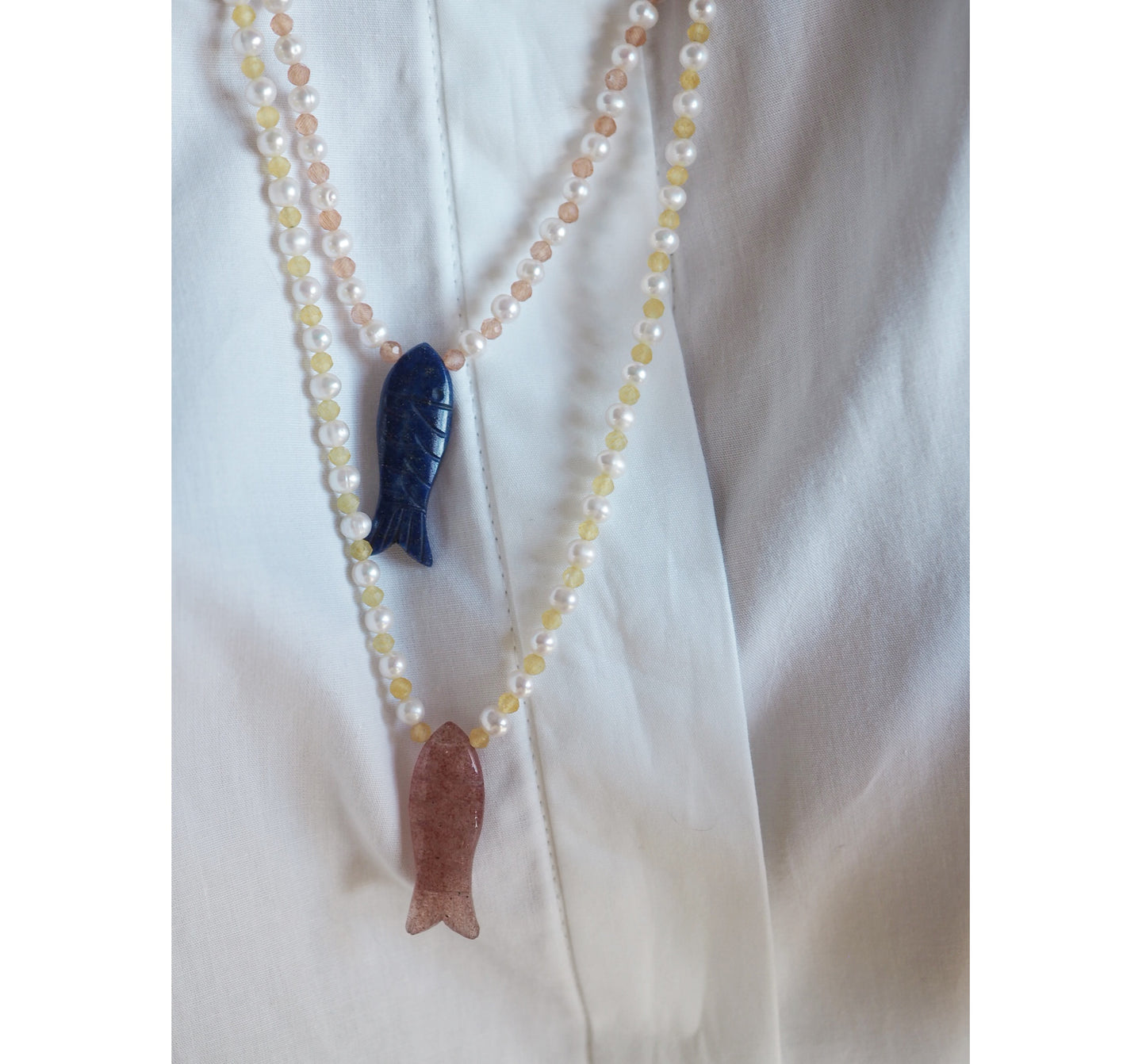 Collana Pesciolina Perle Lapis