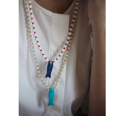 Collana Pesciolina Perle turchese