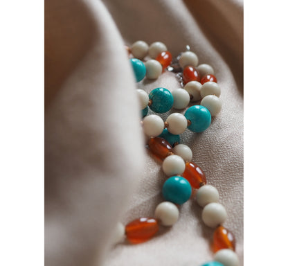 Collana Nodini Beige turchese