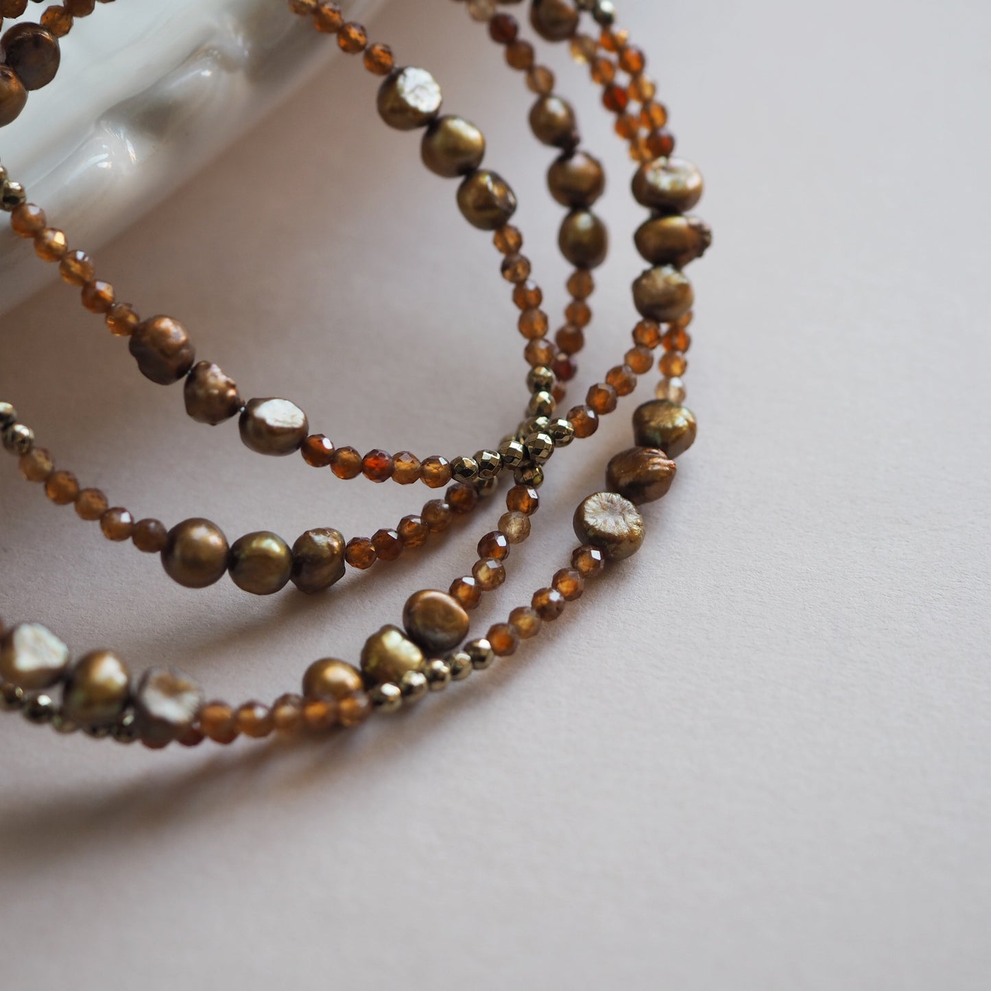 Bracciale multifilo Granato arancio