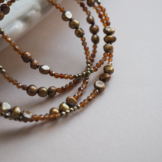 Bracciale multifilo Granato arancio