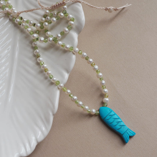 Collana Pesciolina Perle turchese