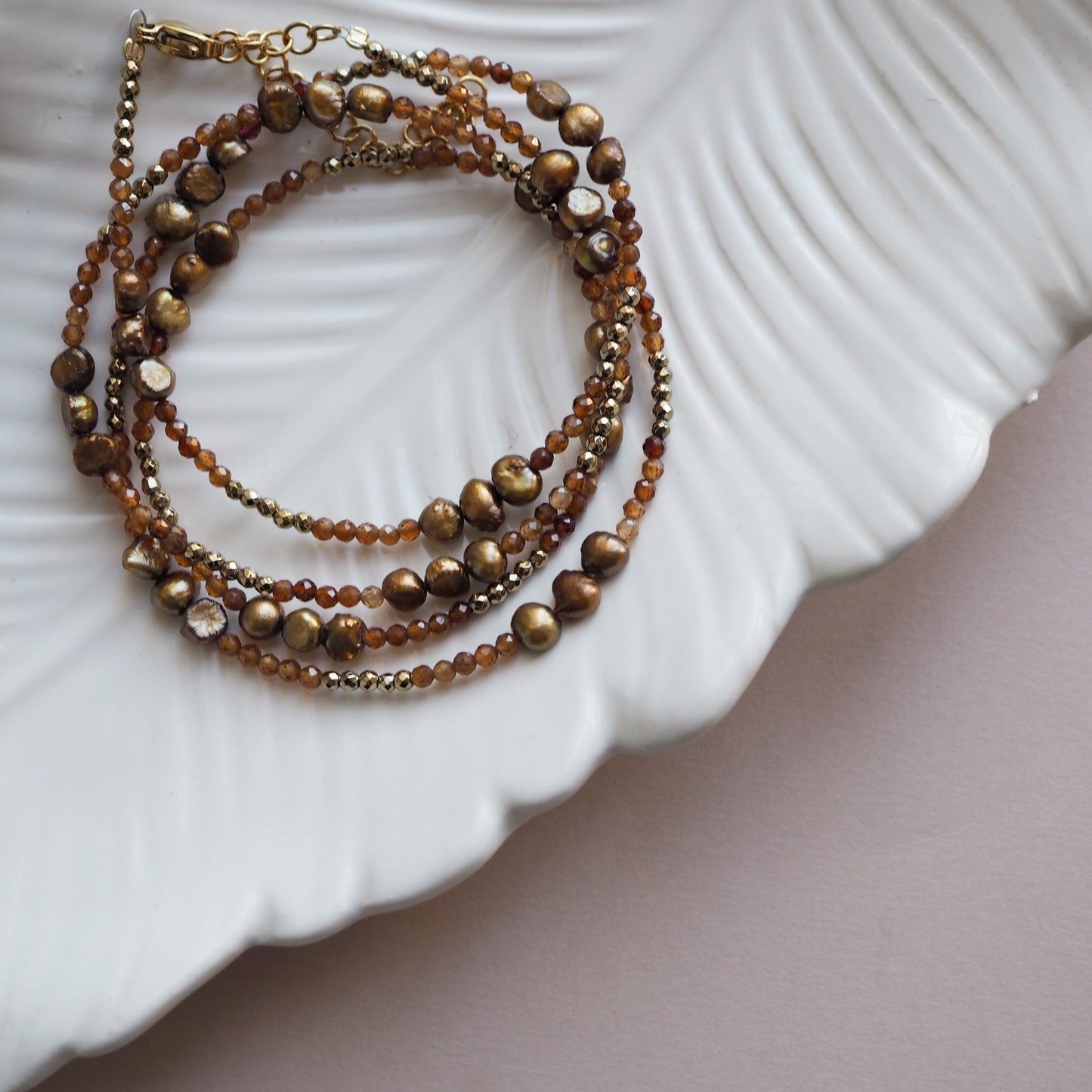 Bracciale multifilo Granato arancio