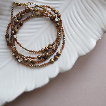 Bracciale multifilo Granato arancio