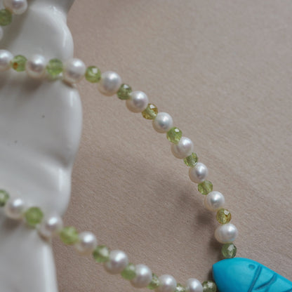 Collana Pesciolina Perle turchese