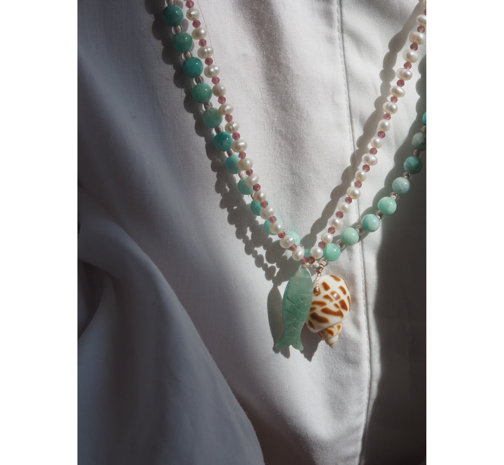Collana Pesciolina perle amazzonite