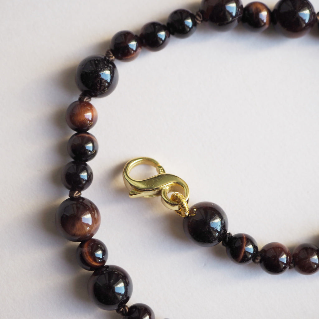 Collana Mini Nodini Occhio di tigre Rosso