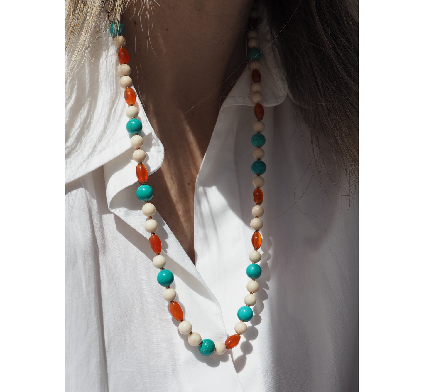 Collana Nodini Beige turchese