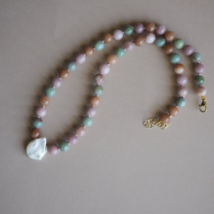 Collana Nodini Kunzite Perla