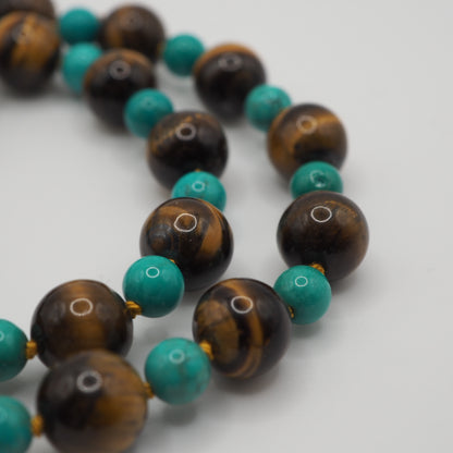 Collana Nodini occhio di tigre turchese