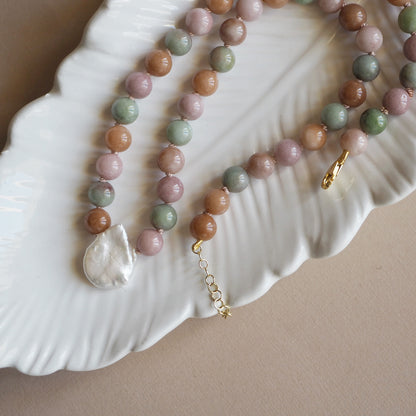 Collana Nodini Kunzite Perla