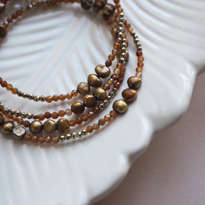 Bracciale multifilo Granato arancio