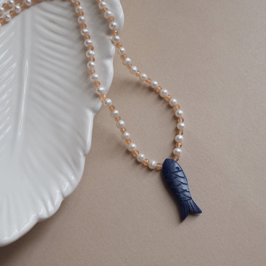Collana Pesciolina Perle Lapis
