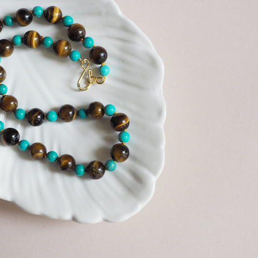 Collana Nodini occhio di tigre turchese