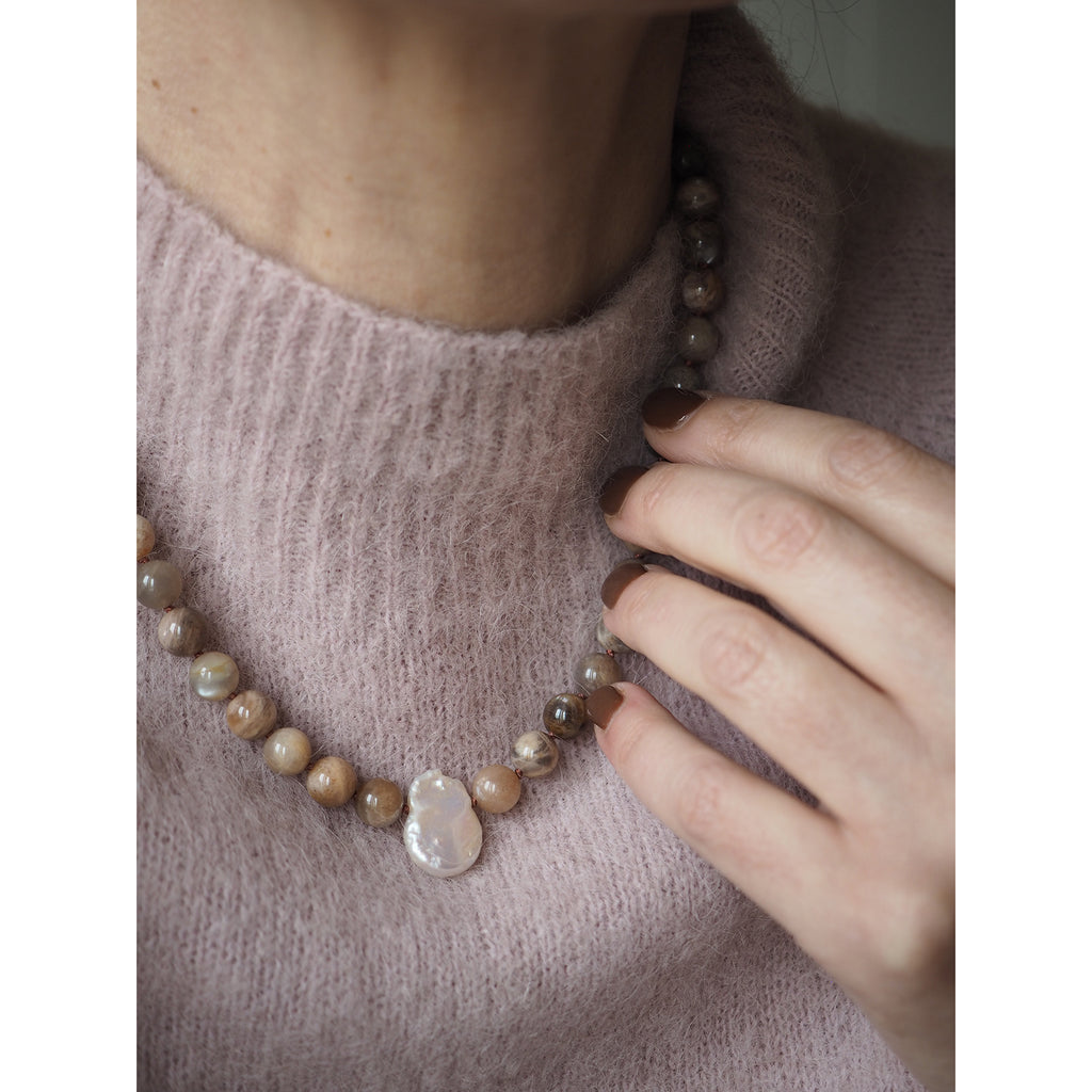 Collana Nodini Perla e Luna