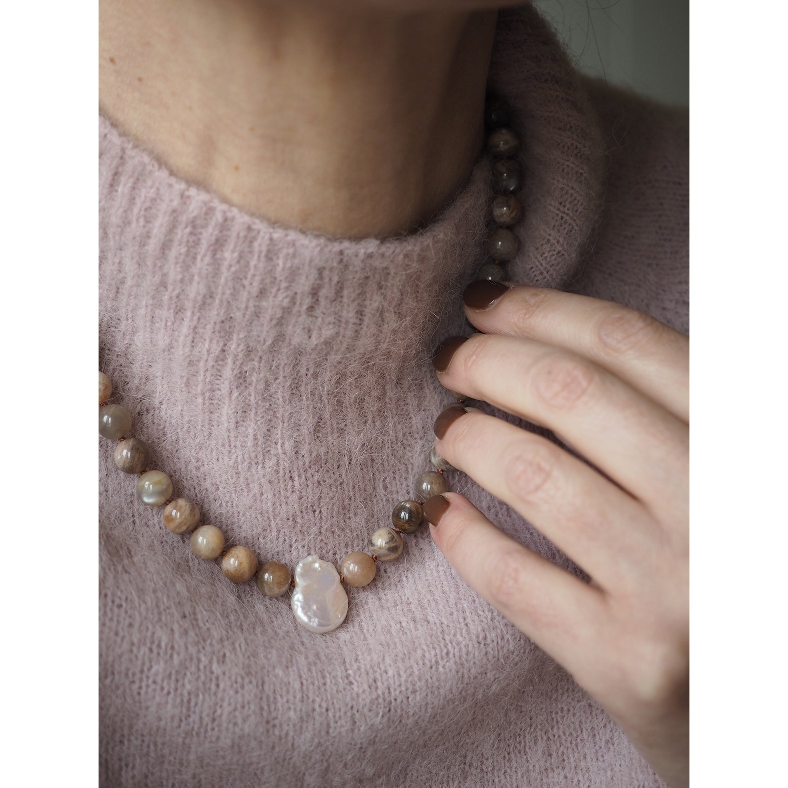 Collana Nodini Perla e Luna