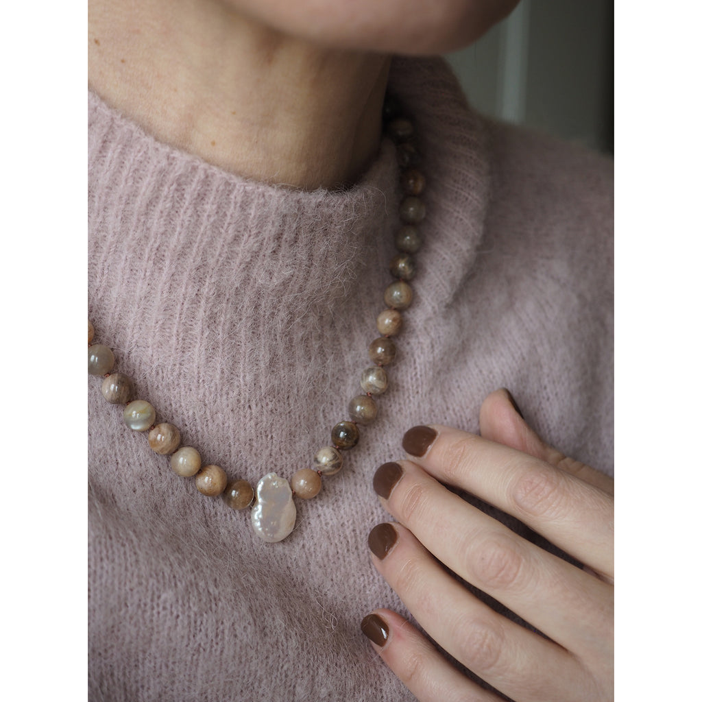 Collana Nodini Perla e Luna