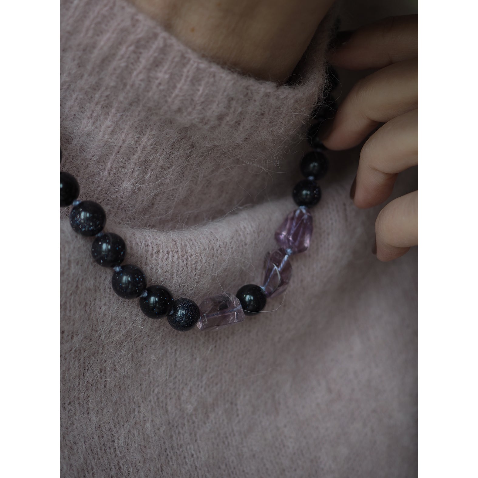 Collana Nodini Blu Ametista