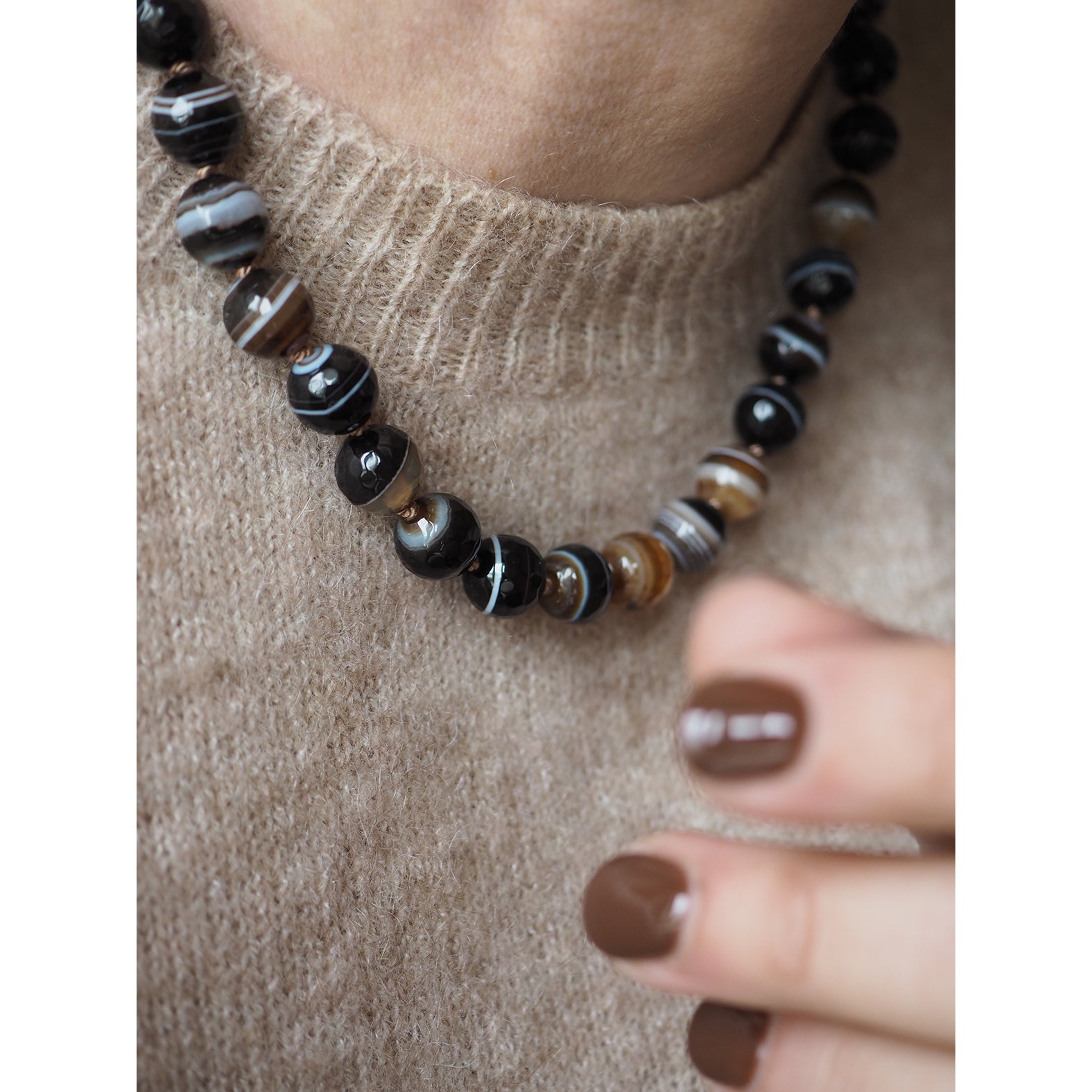 Collana Nodini Agata Botwsana nera