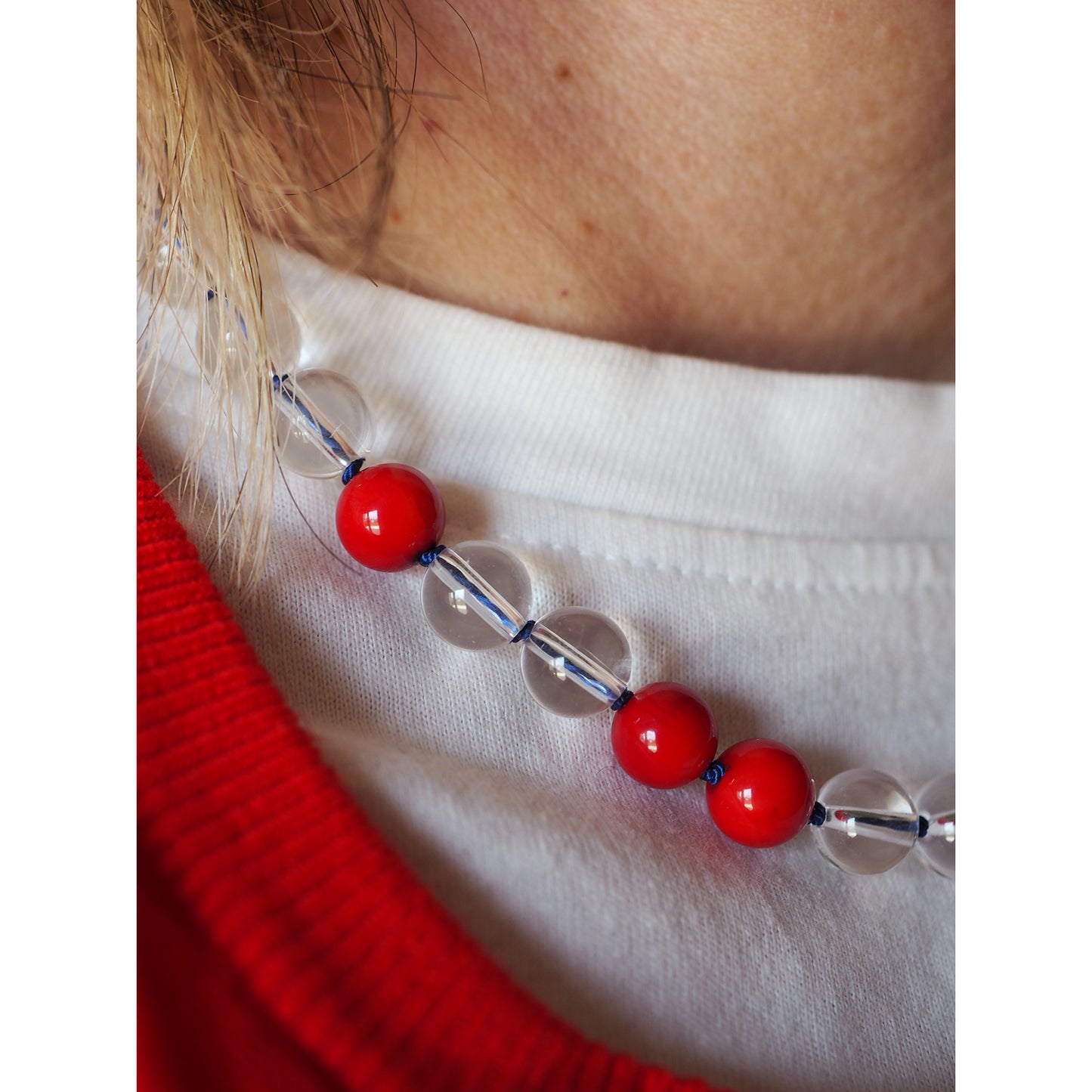 Collana Nodini cristallo corallo