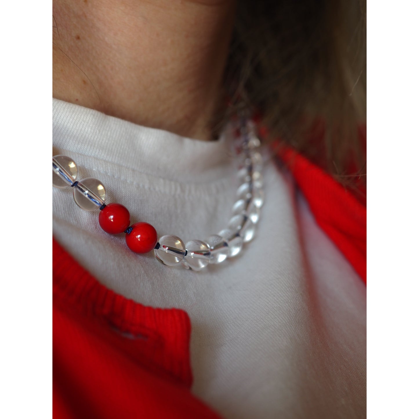 Collana Nodini cristallo corallo