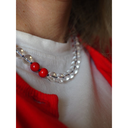 Collana Nodini cristallo corallo