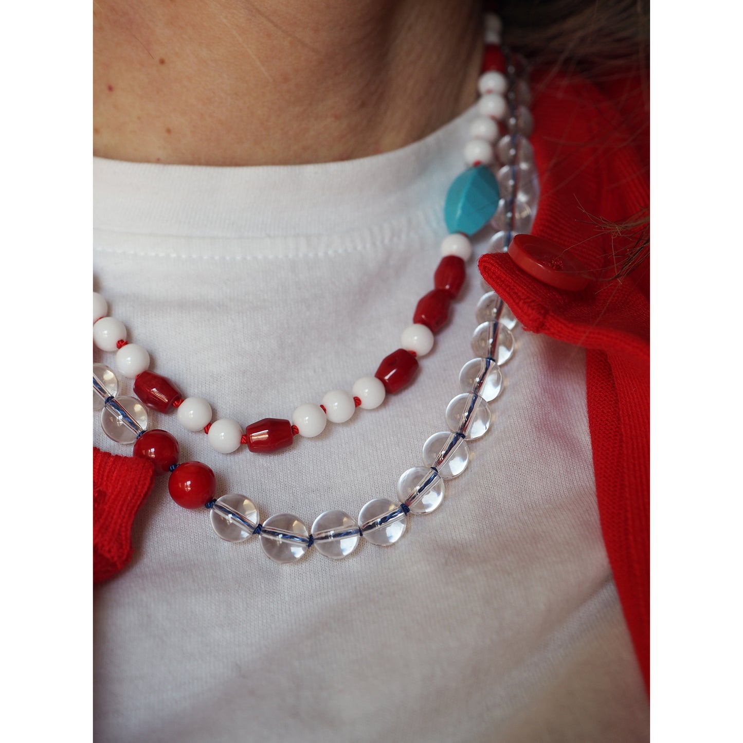 Collana Nodini cristallo corallo