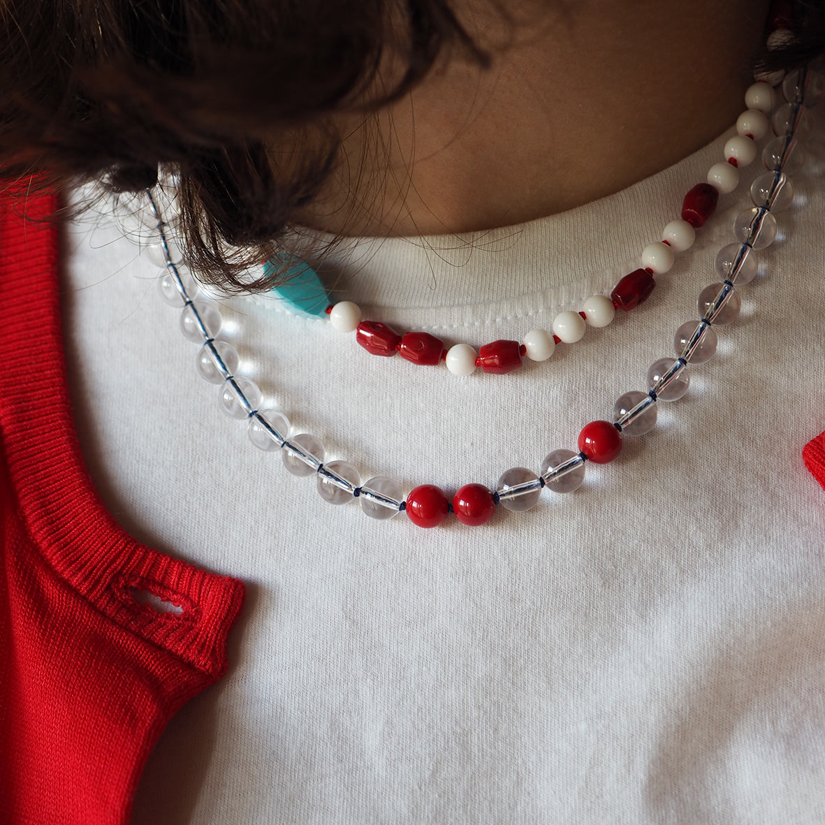 Collana Nodini cristallo corallo
