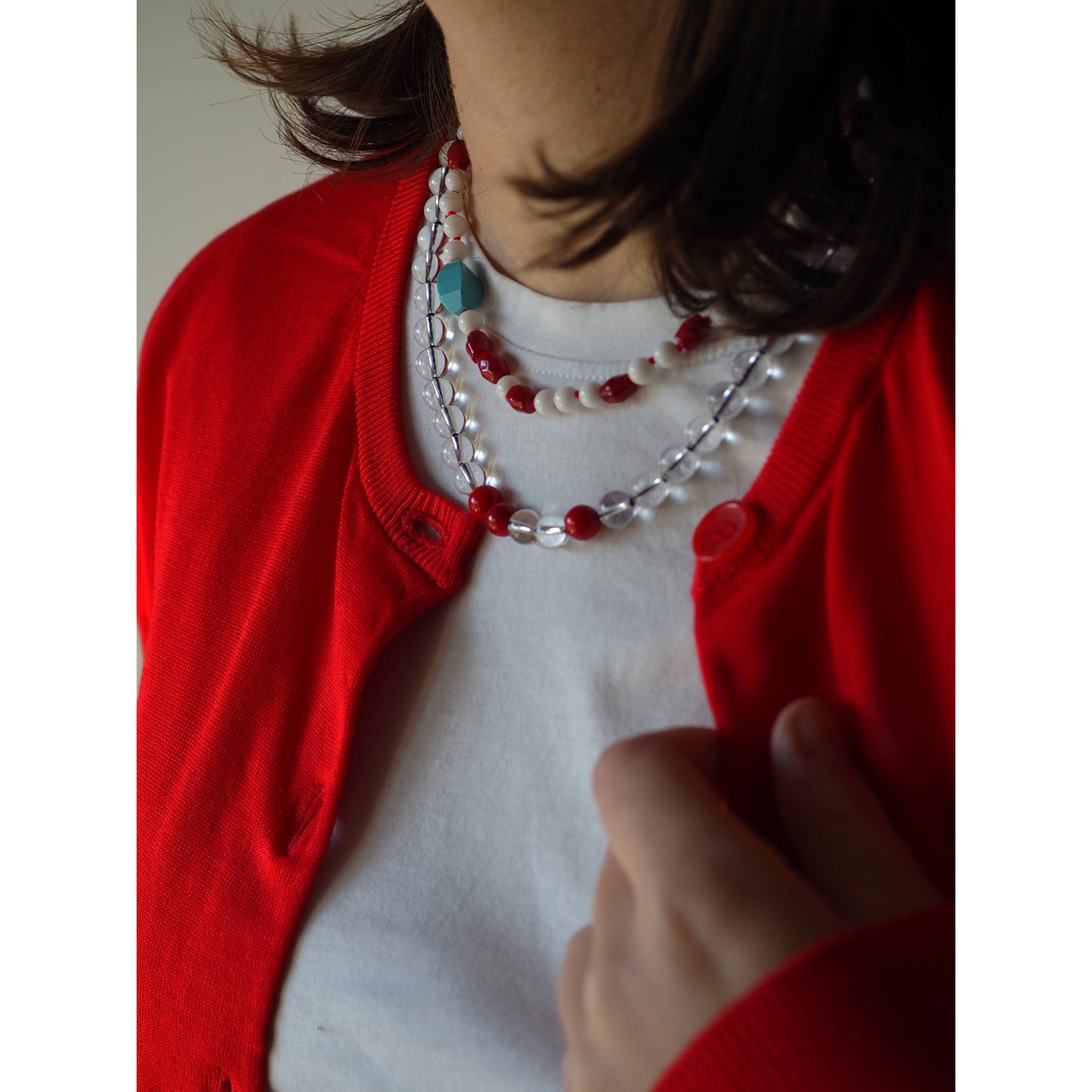 Collana Nodini bianco rosso turchese