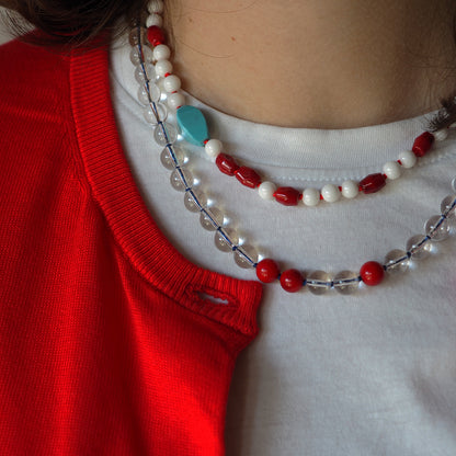 Collana Nodini cristallo corallo