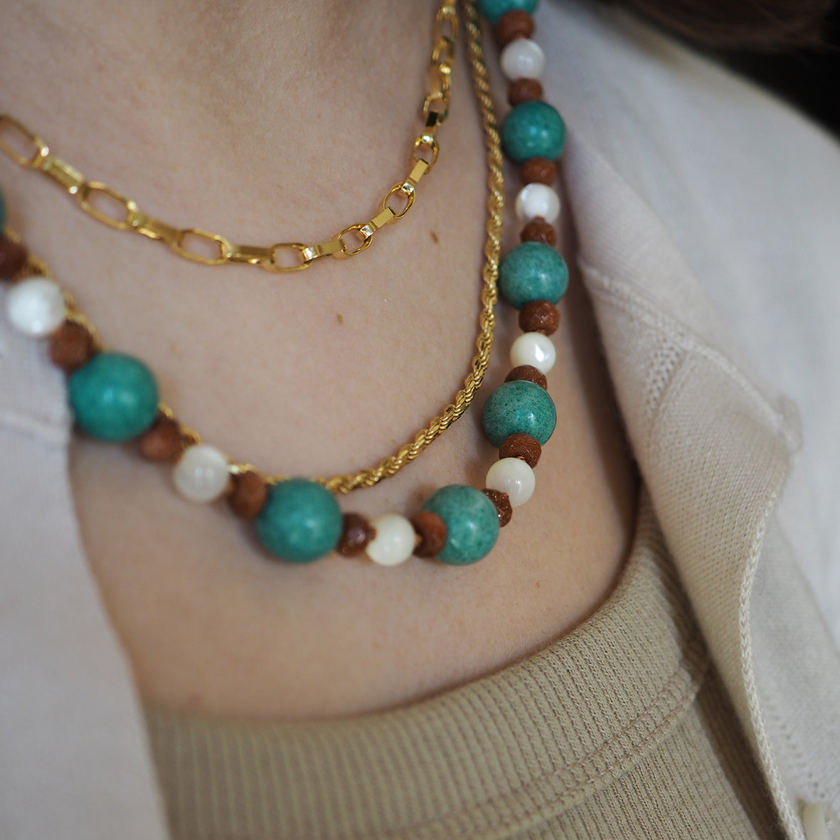 Collana Nodini turchese madreperla