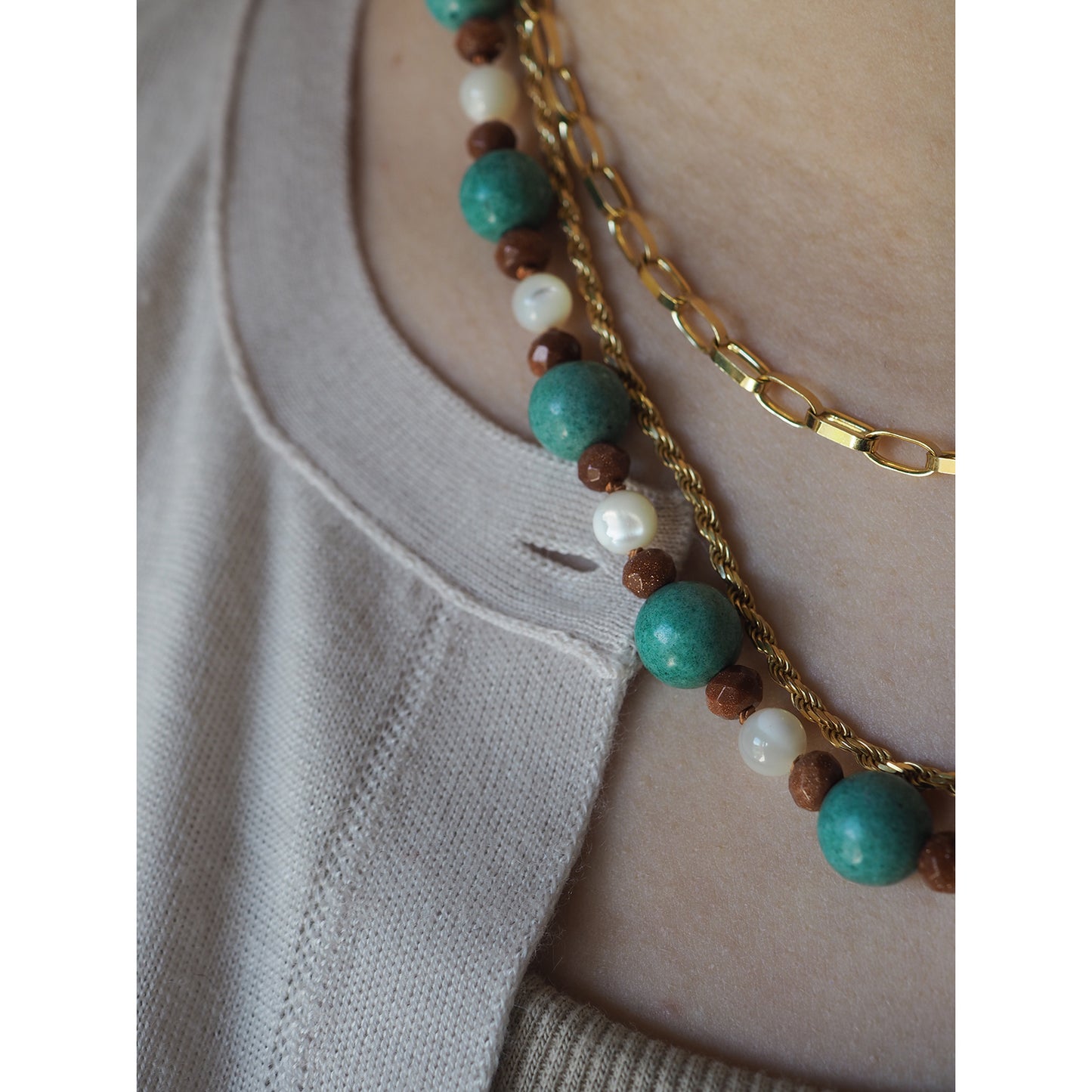 Collana Nodini turchese madreperla