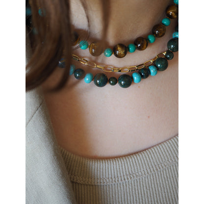 Collana Nodini occhio di tigre turchese