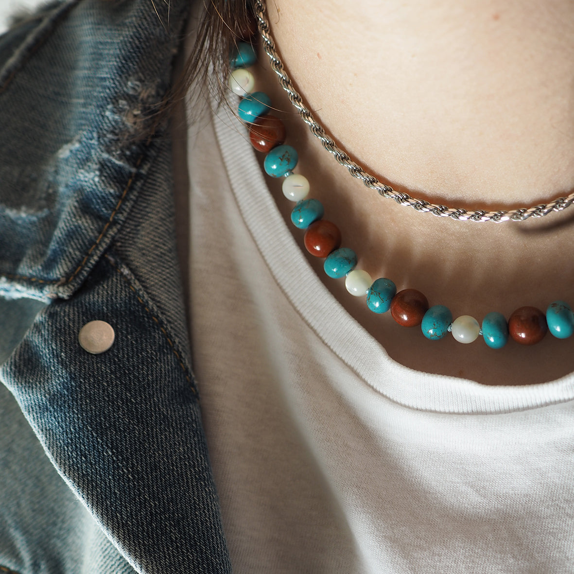 Collana Nodini diaspro turchese