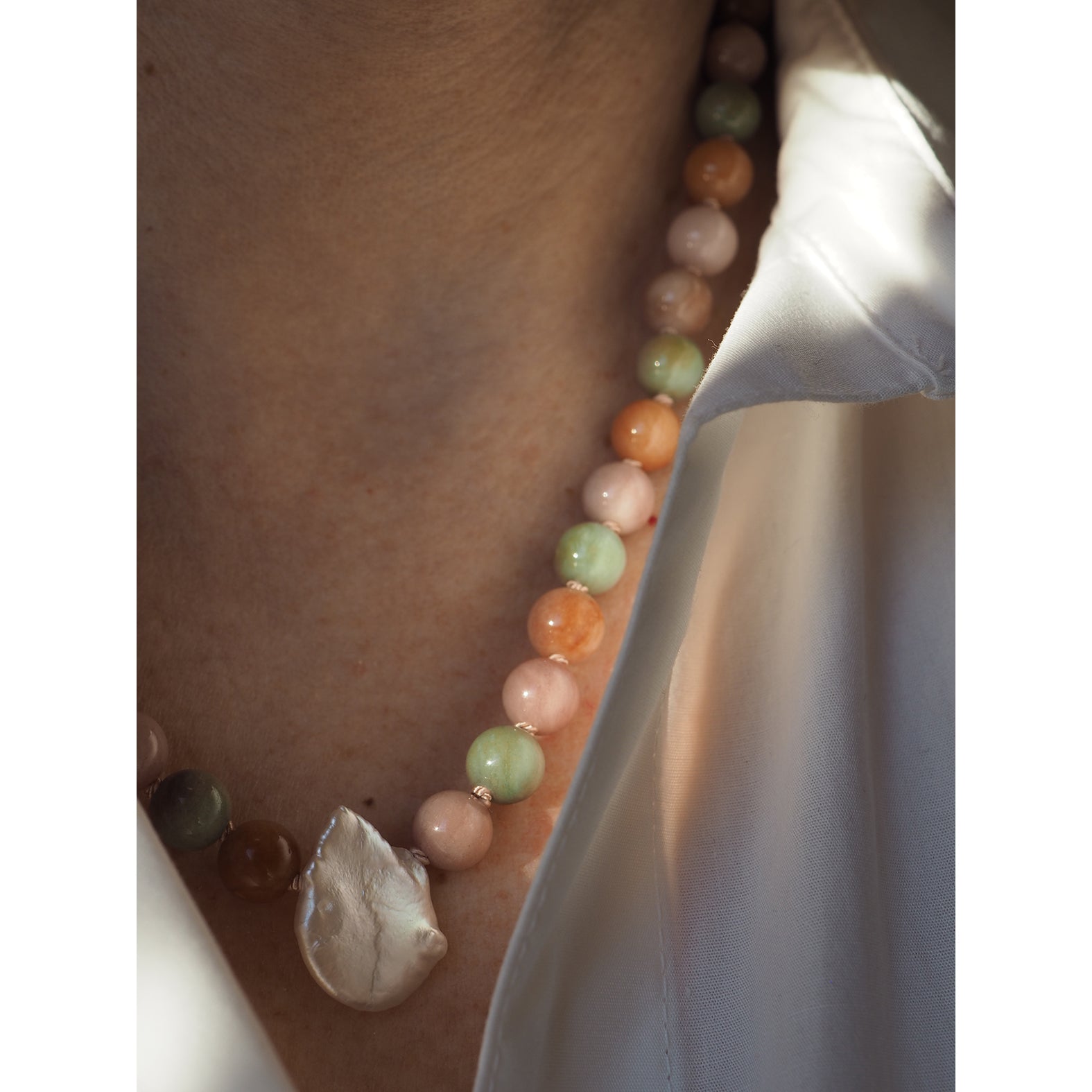 Collana Nodini Kunzite Perla
