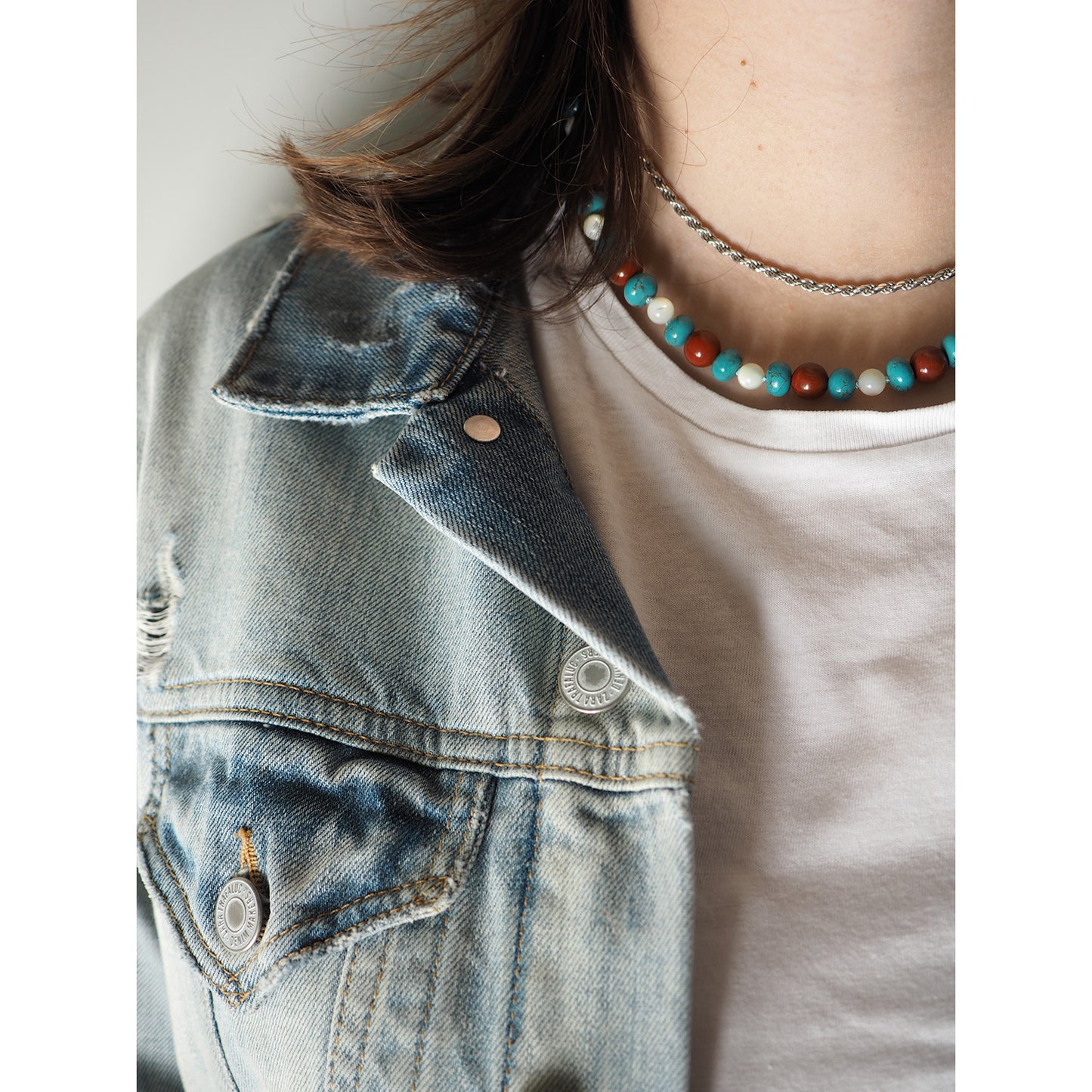 Collana Nodini diaspro turchese