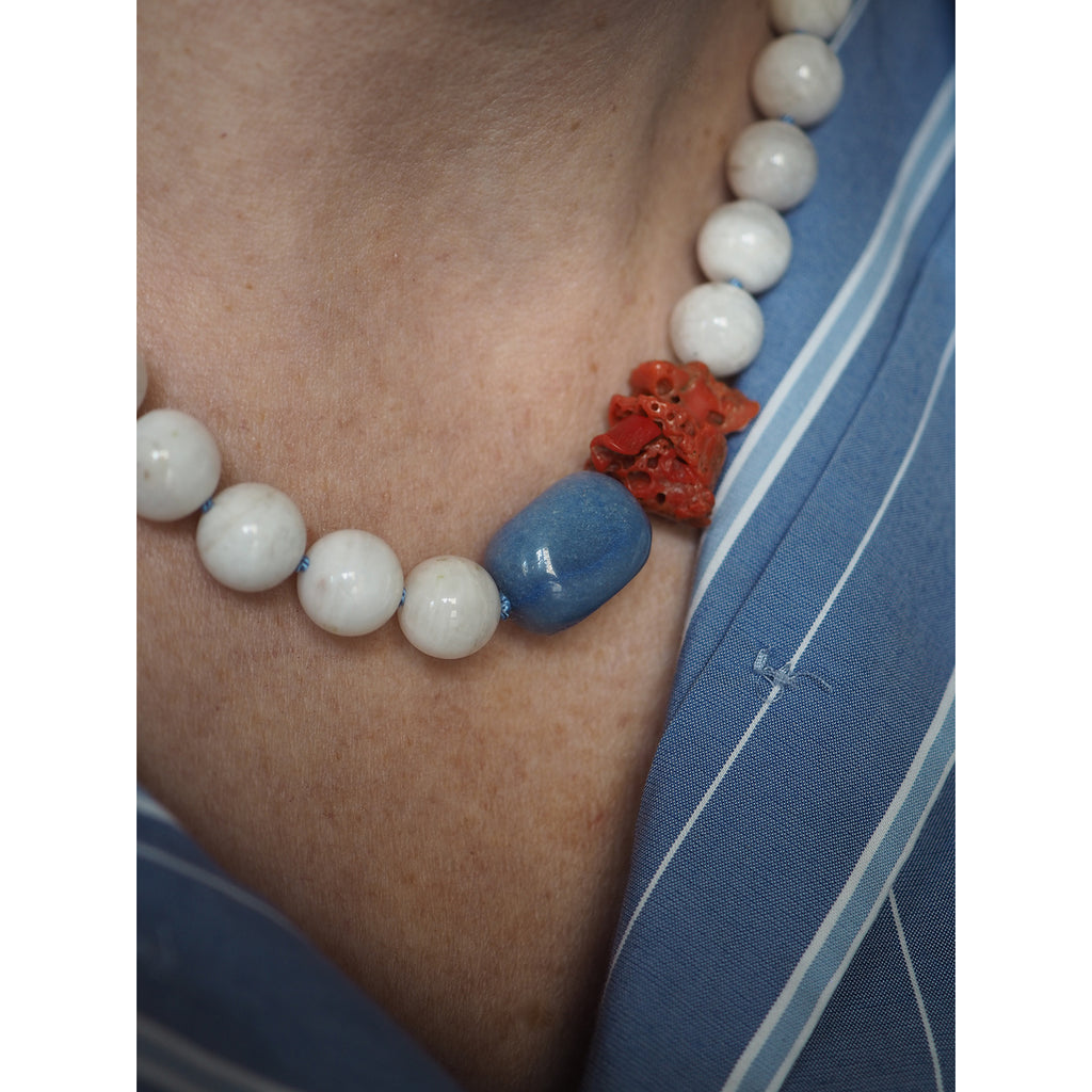 Collana Nodini pietra di luna bianca