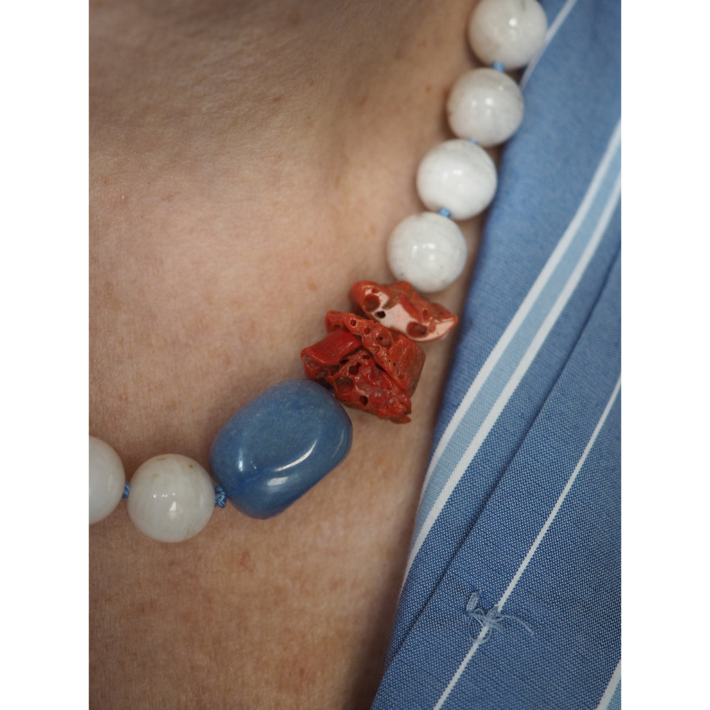 Collana Nodini pietra di luna bianca