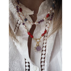 Collana Nodini Perle Corallo
