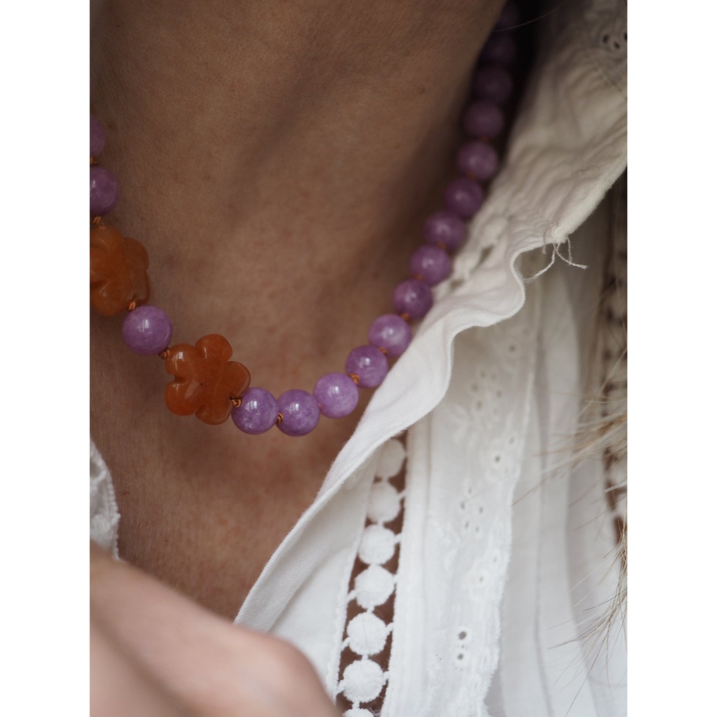 Collana Nodini Fiori arancio