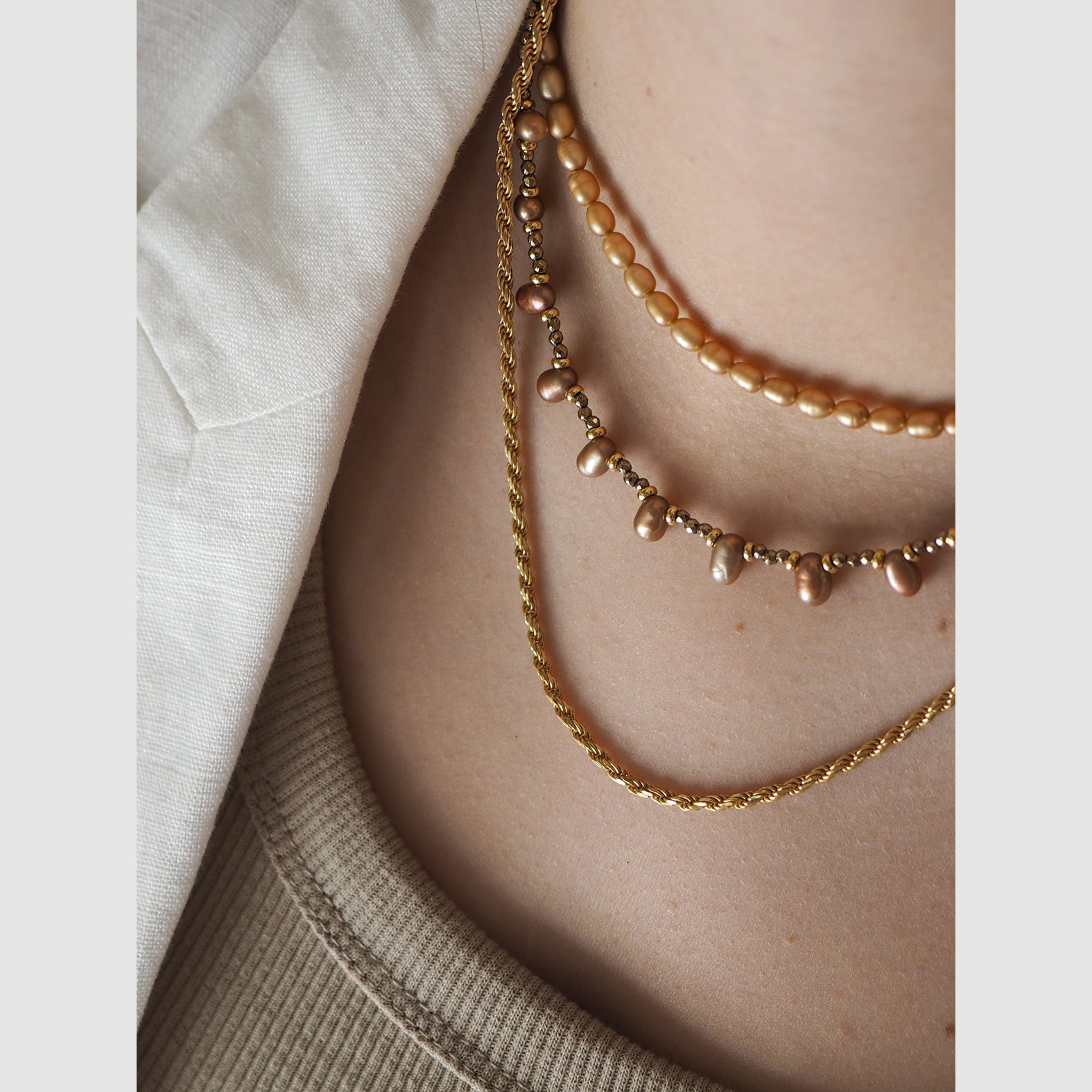Collana Goccioline Perla bronzo