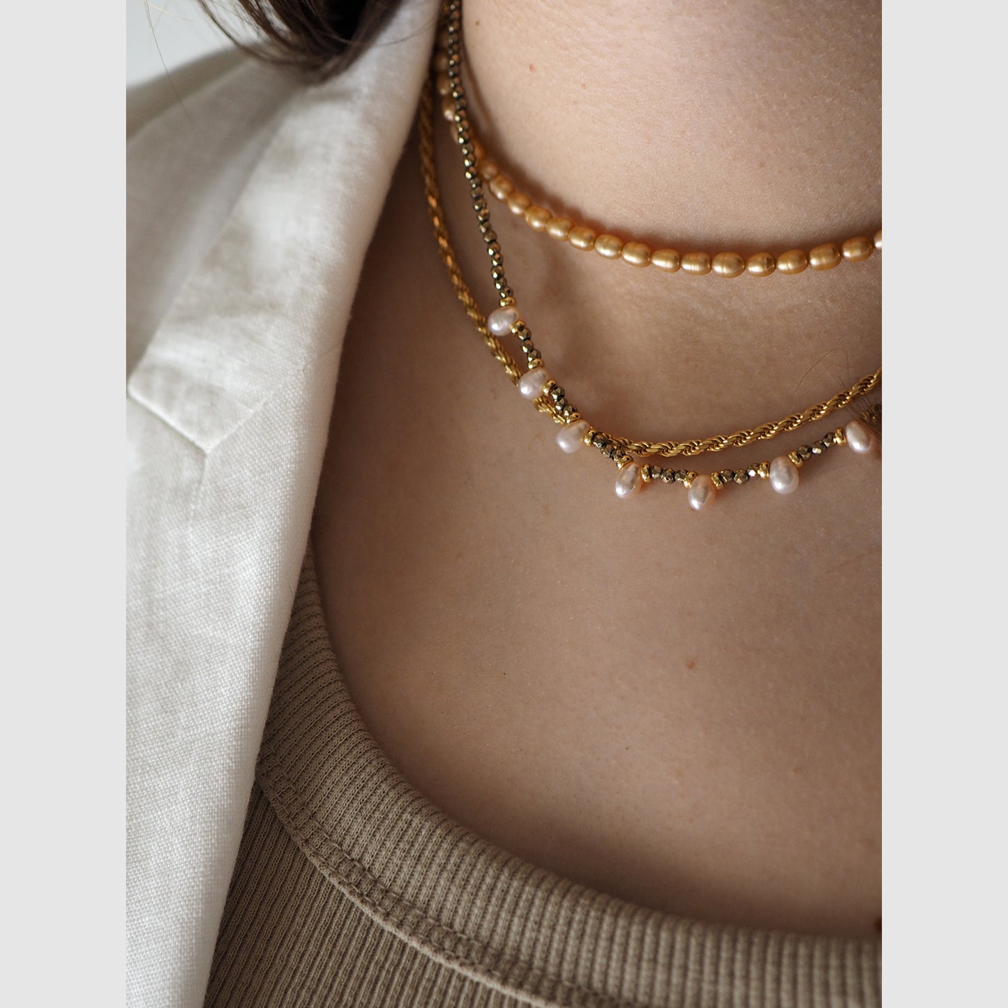 Collana Goccioline Perla Bianca
