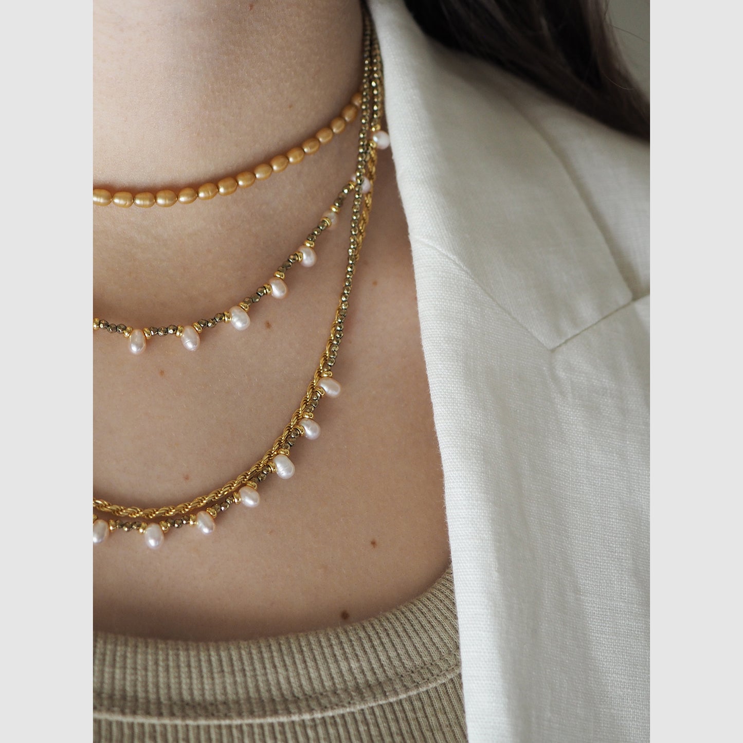 Collana Goccioline Perla Bianca