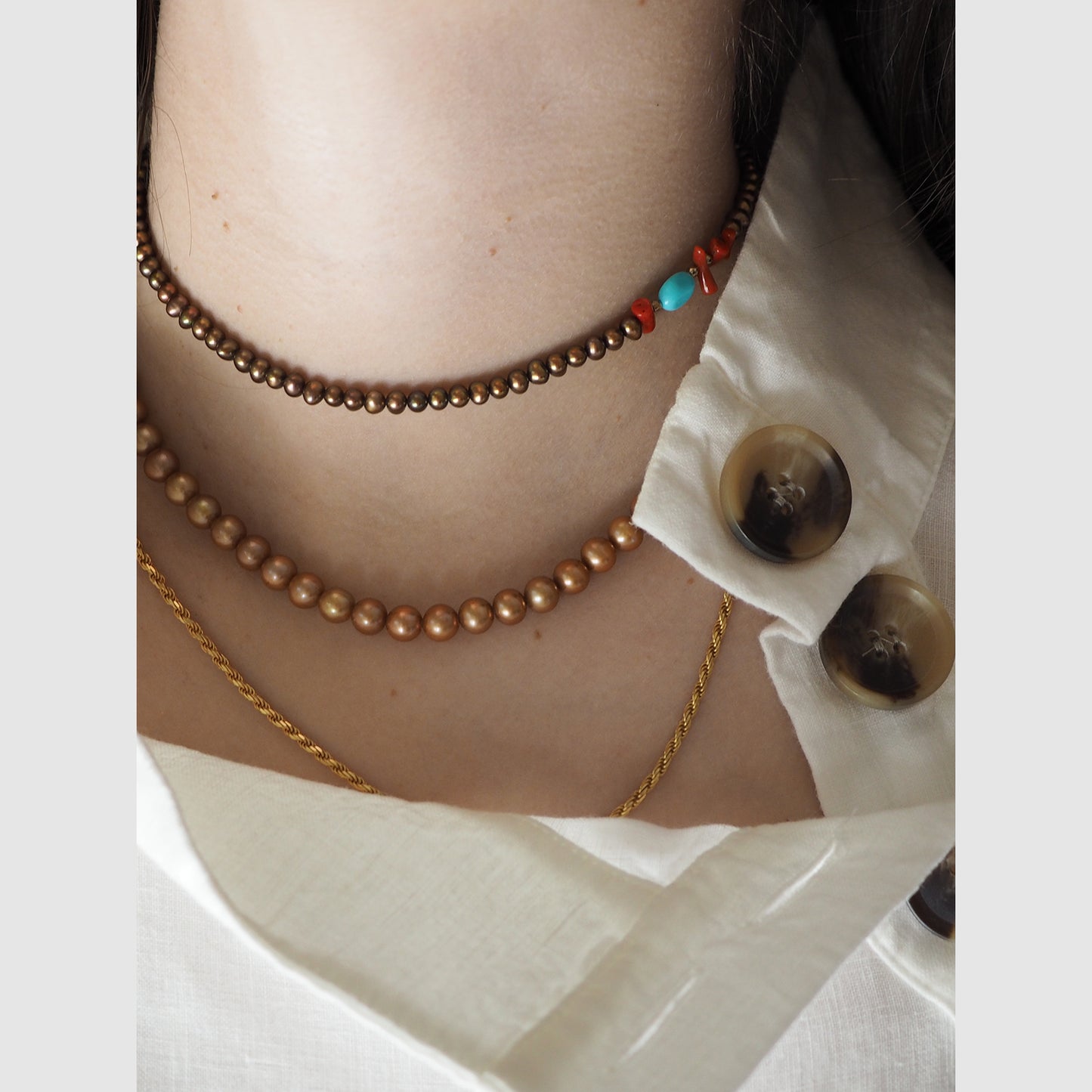 Collana Perla Bronzo