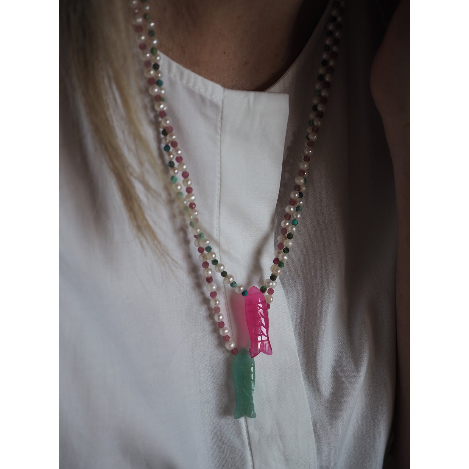 Collana Pesciolina perle amazzonite