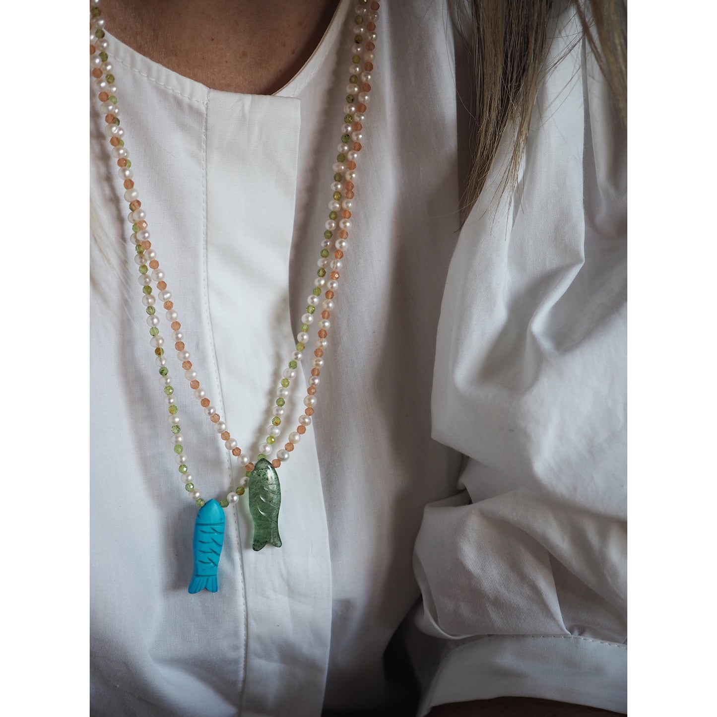 Collana Pesciolina Perle turchese